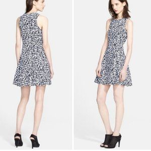 Theory Maydra Print Cotton Fit and Flare Dress